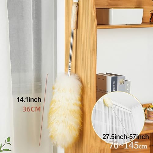Dusters for Cleaning, Lambs Wool Telescopic Duster, Stainless Steel Feather - Image 3