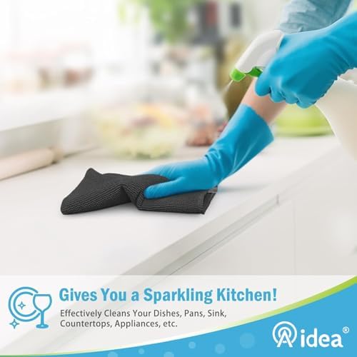 AIDEA Black Microfiber Cleaning Cloth-8PK, Cleaning Rags 12"x 16" Reusable - Image 5