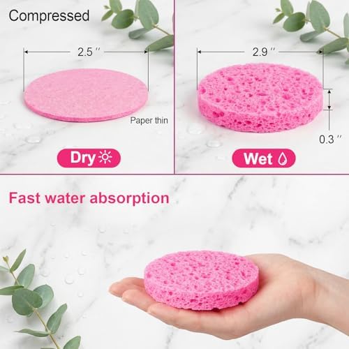 180 PCS Compressed Facial Sponges, Natural Eco Friendly Cellulose Face Sponges - Image 2