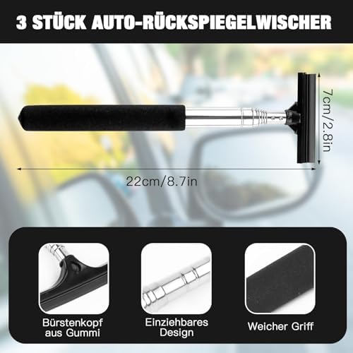 Side Mirror Squeegee, Retractable Car Rearview Mirror Wiper - Image 2