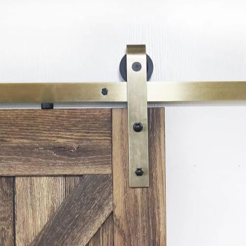 5FT Classic Brass Sliding Barn Door Hardware Kit by KINMADE