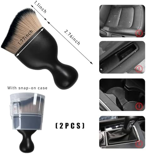 Dickno 2PCS Car Interior Dust Brush, Soft Scratch Free Auto Detailing Brushes - Image 2