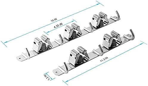 2 Pcs Mop Broom Holder Wall Mounted, Dustpan Holders, Stainless Steel Mop - Image 3