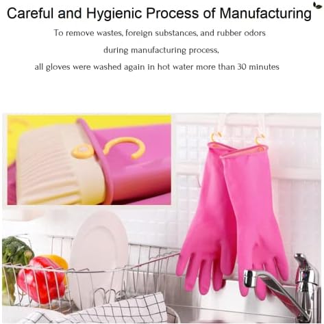 Myungjin 2 Pairs Reusable Waterproof Non-Slip Honeycomb Grip Latex Rubber Gloves - Image 4