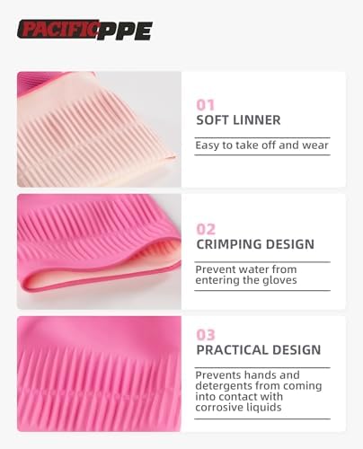 PACIFIC PPE 2 Pairs Reusable Natural Latex Dishwashing Gloves - Image 4