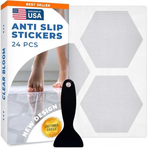 Clear Bloom Anti-Slip Shower Stickers, Non-Slip Bathtub Floor Grip, 24 Pack by ClearBloom