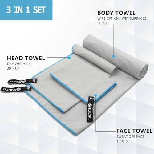 Eunzel Quick Dry Camping Towel, Microfiber Travel Towel 3 Size at 1 Pack - Image 2