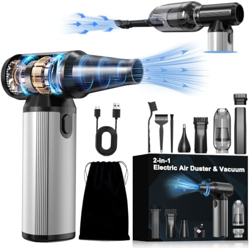 Compressed Air Duster & Vacuum 2-in-1, 000 RPM Powerful Brushless Motor by Gleetour