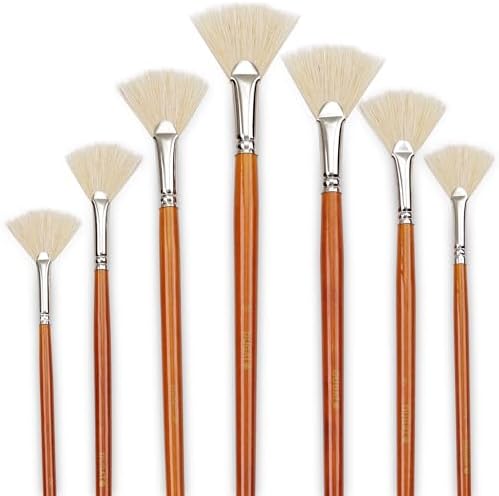 DUGATO Hog Hair Fan Paint Brush Set, 7-Piece Long Handle Brushes by DUGATO