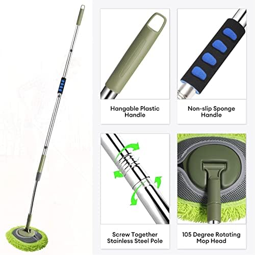 66'' Wall Mop with Long Handle, Ceiling Dust Mop with 15° Labor-Saving Elbow - Image 3