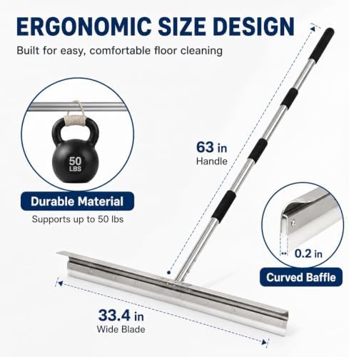 Large Floor Squeegee, 304 Stainless Steel Heavy Duty Water Removal Tool - Image 2