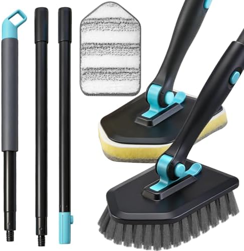 Long Handled Scrub Brush for Shower, 3-in-1 Cleaning Brushes by HOME