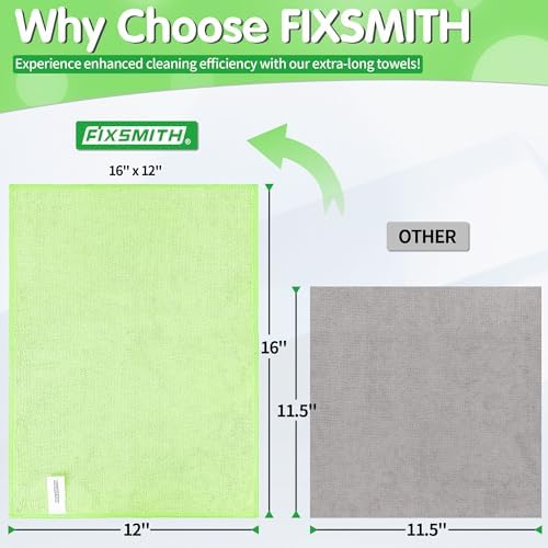 FIXSMITH Sage Green Microfiber Cleaning Cloth -Pack of 8, Highly Absorbent - Image 3