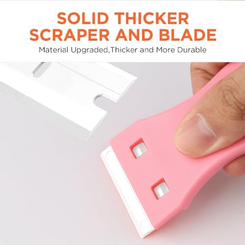 Plastic Razor Scraper with 10pcs Double Edged Plastic Blades Hair Extension Tool - Image 2