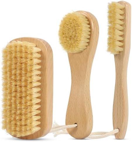 DEBETOOL 3-Piece Laundry Brush for Stains on Clothes, Gentle Boar Bristl by DEBETOOL