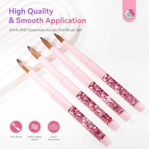 SAVILAND Kolinsky Acrylic Nail Brush Set Size 6 10 12 14, Gradient Pearl - Image 4