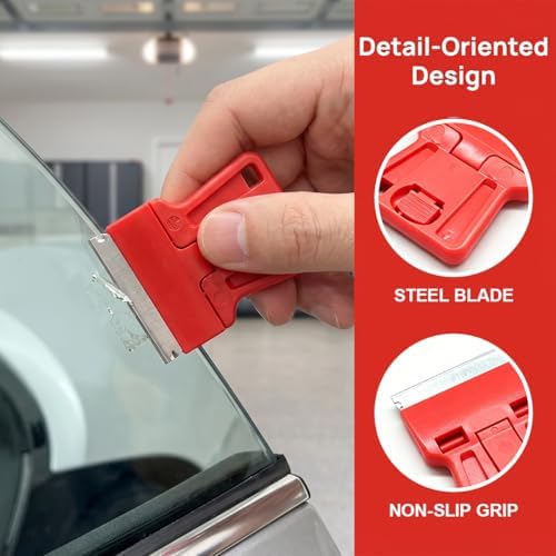 4PCS Razor Blade Scraper Tool Set, Mini Plastic Sticker Decal Residue Remover - Image 3