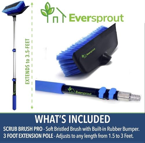EVERSPROUT Scrub Brush, 1.5 to 3ft Pole, Rubber Bumper, No-Scratch - Image 2