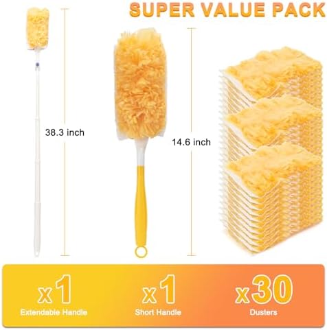 360° Heavy Duty Duster Refill Kit, 1Extended Handle 1Short Handle 30Refills - Image 2