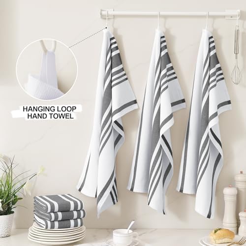 Homaxy Premium Cotton Stripe Kitchen Towels 12 Pack - Image 3