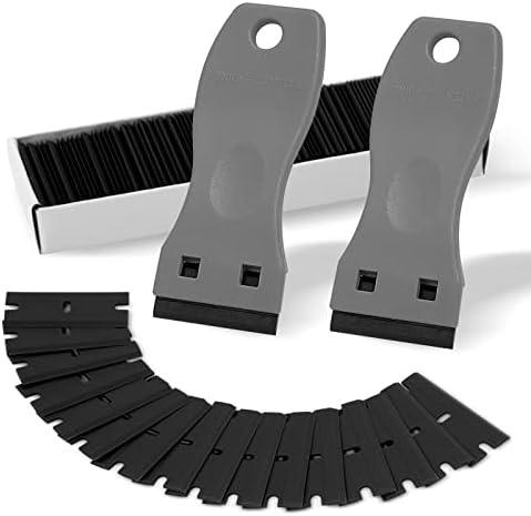 FOSHIO 2PCS Plastic Razor Blade Scraper Tool and 100PCS Plastic Blades by FOSHIO