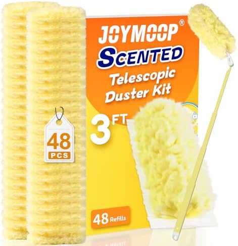 JOYMOOP Scented Telescopic Duster kit, 3FT Extendable Handle + 48 Yellow Refills by JOYMOOP