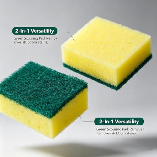 Heavy Duty Scrub Sponges for Dishwashing, Kitchen Sponges Non-Scratch - Image 4