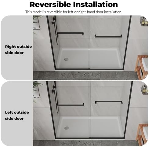 Frameless Sliding Shower Door, 44-48 Inch Width x 72 Inch Height, 1/4" Tempered - Image 5