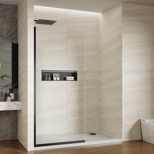 Shower Screen 34" x 74" Shower Wall Panel Matte Black by ViivppaiShowerDoors