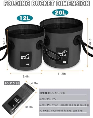 Collapsible Bucket with Handle, Lightweight 5 Gallon 20L - Image 2