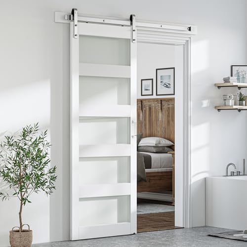 SmartStandard 36 x 96 inch Glass Barn Door by SMARTSTANDARD