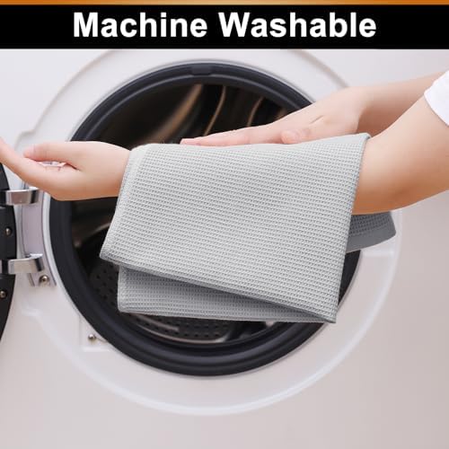 Homaxy 100% Cotton Waffle Weave Kitchen Towels, 4 Pack, Light Grey - Image 5