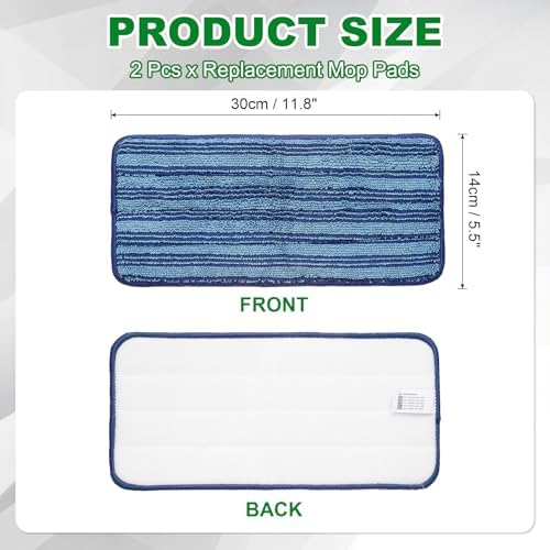 uxcell 2Pcs Microfiber Mop Pads, 11.8x5.5 Reusable Replacement Flat Mop Pads - Image 2