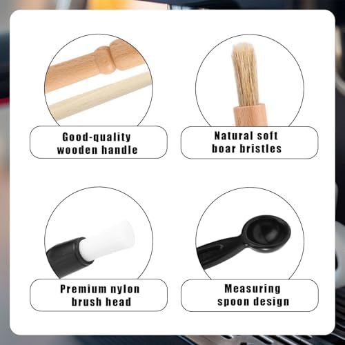 6pcs Coffee Cleaning Brush Set, Natural Bristle Coffee Grinder Brush Long - Image 4