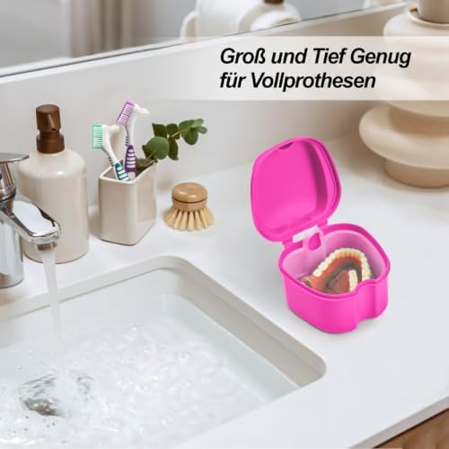 2 Pack Colors Denture Bath Case Cup Retainer Cleaner Holder Case False Teeth - Image 7