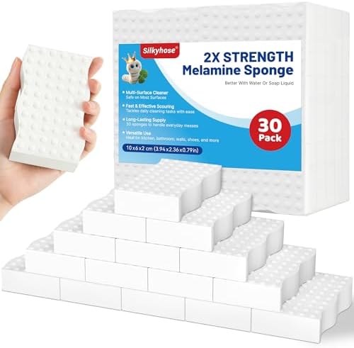 Silkyhose 30 Pack Melamine Sponge, 2X Density Magic Cleaning Eraser by Silkyhose