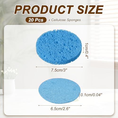 uxcell 20Pcs Cellulose Sponges, Round Kitchen Clean Sponges Non-Scratch - Image 2