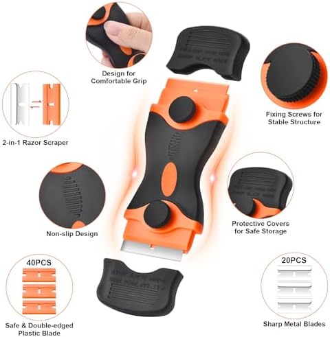 2 Pack Razor Blade Scraper Tool, 2-in-1 Razor Scraper - Image 5