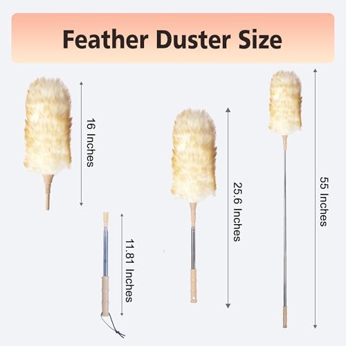 Lambswool Duster Extendable 22–55 Inch, Natural Wool Duster - Image 3
