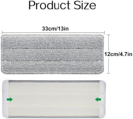 3 Pack 13" X 4.9" Microfiber Mop Replacement Pads, Universal Flat Mop Pads - Image 2