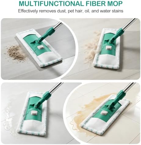 Microfiber Mops for Floor Cleaning Floor Flat Mop for Hardwood Green - Image 5