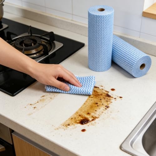 Disposable Cleaning Cloths Blue Kitchen Handy Wipes on Rolls - Image 4