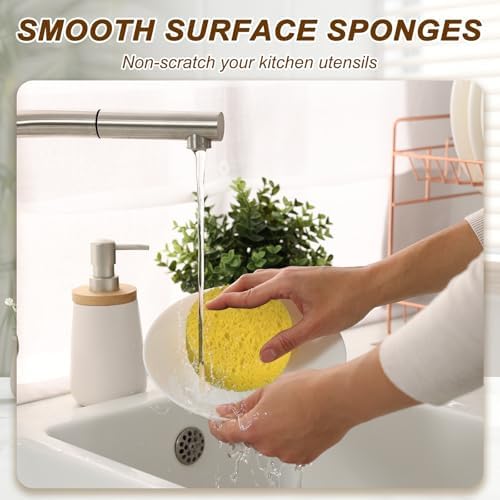 uxcell 10Pcs Cellulose Sponges, Round Kitchen Clean Sponges Non-Scratch - Image 5