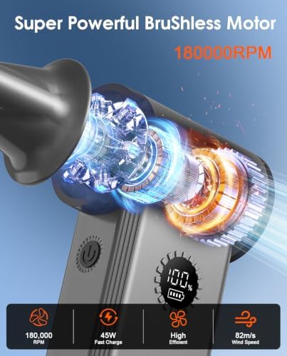 4-Speed Max Airflow Electric Air Duster 1H Charge, One-tap Control - Image 4