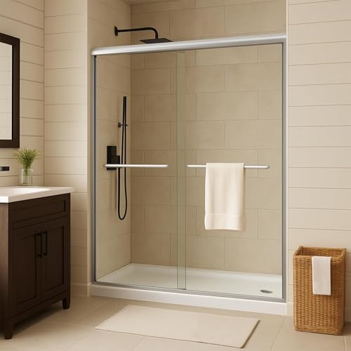 Frameless Sliding Shower Door, 56-60 Inch Width x 76 Inch Height, 5/16" by Unknown