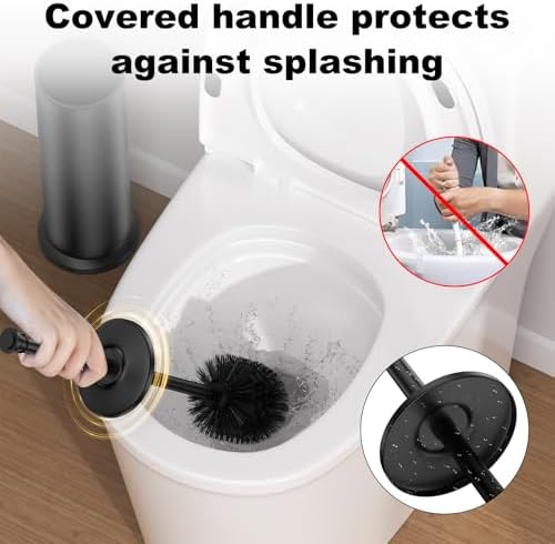 Black Toilet Brush and Holder，Extra Long Handled Toilet Brush - Image 4