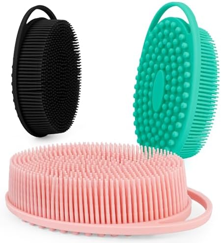 Soft Silicone Body Scrubber 3 PCS Silicone Body Shower, Silicone Loofah 2 in 1 by Bsofing