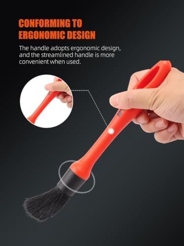 SPTA Car Detailing Brush Set, 5 Pack Soft Mixed Hair Auto Detail Brush Kit No - Image 4