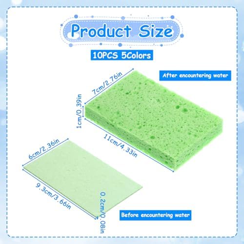 10 Pcs Cellulose Kitchen Sponges, Natural Compressed Sponges Reusable Non - Image 2
