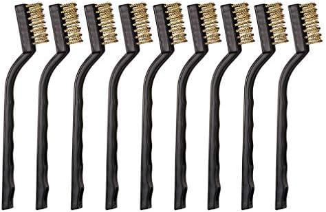 YiwerDer 9PCS MINI Brass Brushes Set, Curved Handle Scratch Wire Toothbrush by YiwerDer